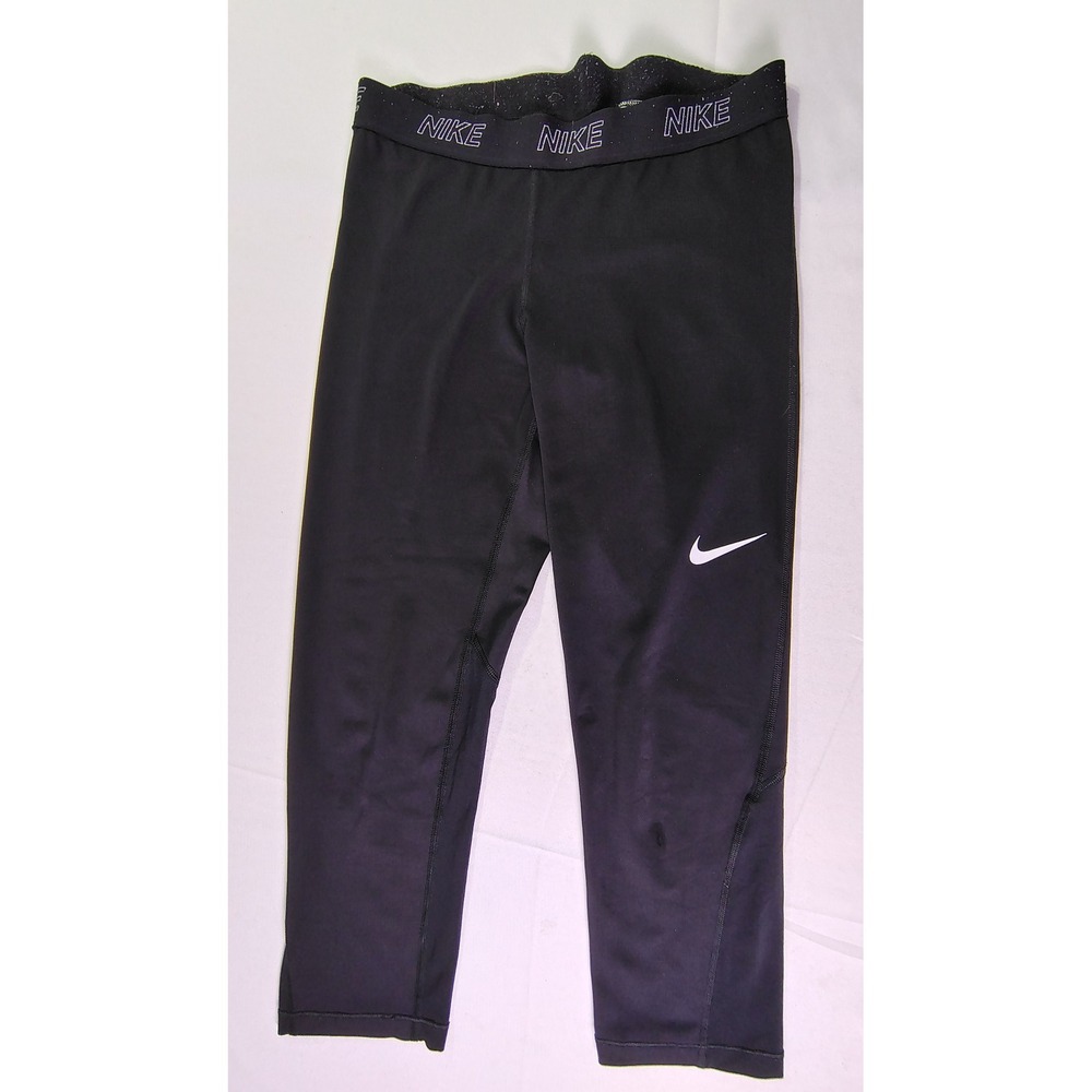 Nike Pro Women Sz M Cropped Leggings 7/8 Length Athletic Compression Pants Black